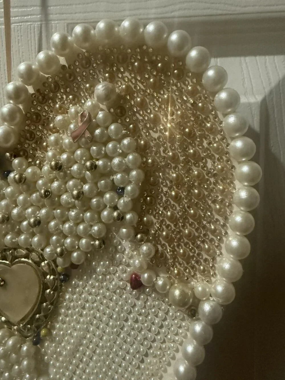Valentine Heart Cancer Survivor Decor WITH Costume Jewelry Beads Rhinestone